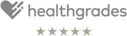 Healthgrades logo with five stars rating.